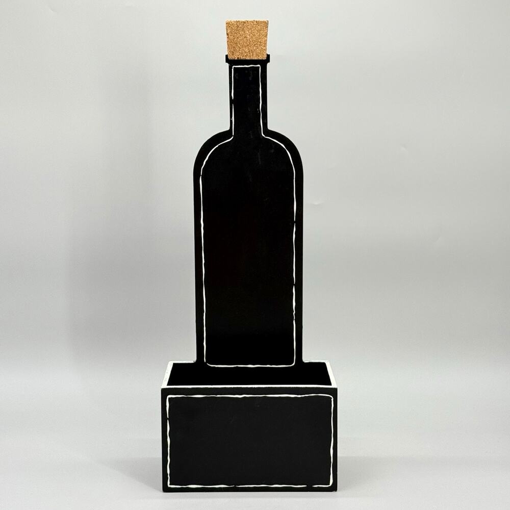 Wine Bottle Keeper Box Chalkboard Freestanding Table Decor Kitchen Bar